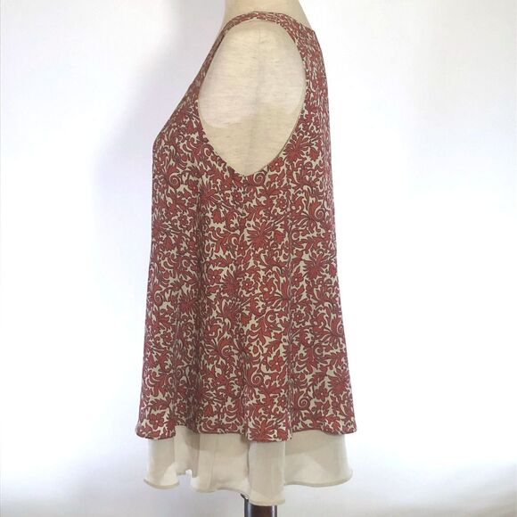 Loft Coral Beige Sleeveless Layered Keyhole Neck Top - Picture 2 of 6